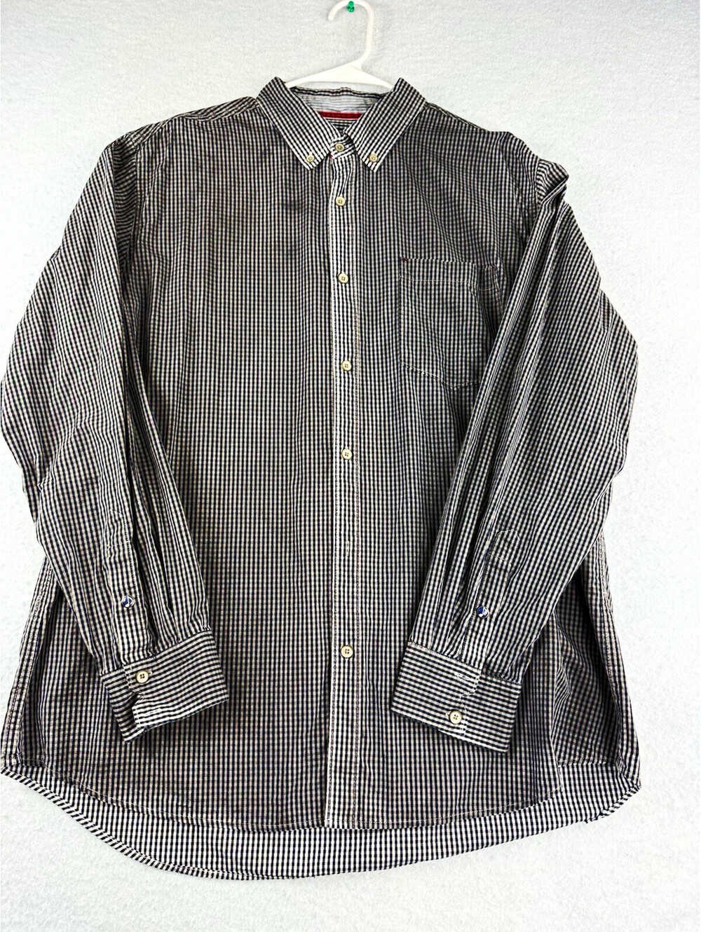 32 Bar Blues Men's XL Blue/White Check Woven Long Sleeve Point Collar Pockets